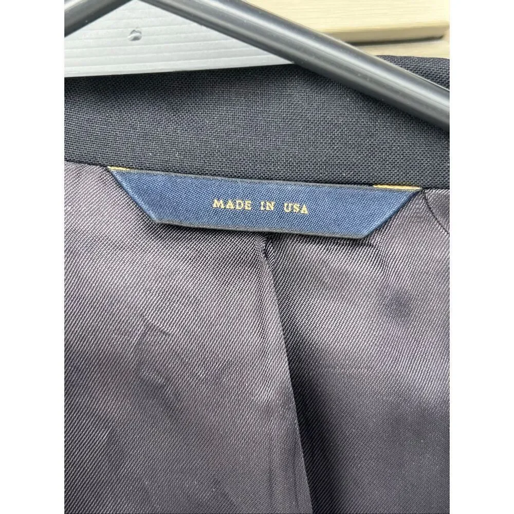 Brooks Brothers Madison Loro Piana Wool Blazer Mens 43 black Gold Buttons